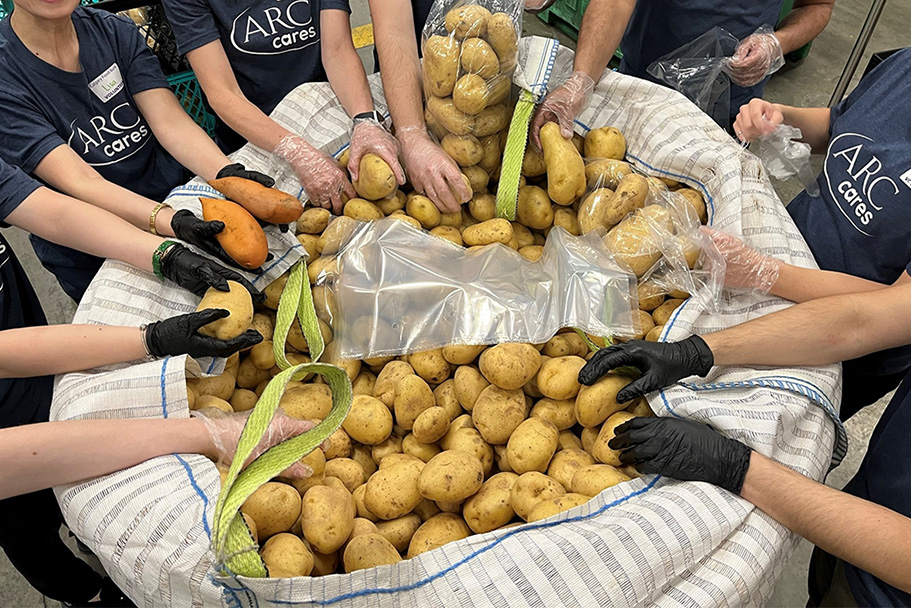 Canned soup, veggies, tomatoes and two packages of noodles from the Calgary Coop prepack hampers to donate